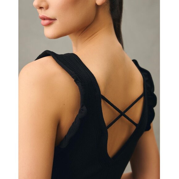 Anthropologie Daily Practice Ribbed Sweater Midi Dress Black XXS - Picture 3 of 11